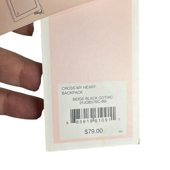 Juicy Couture Vintage Y2K Beige Black Backpack Cross my Heart NWT - Picture 12 of 13